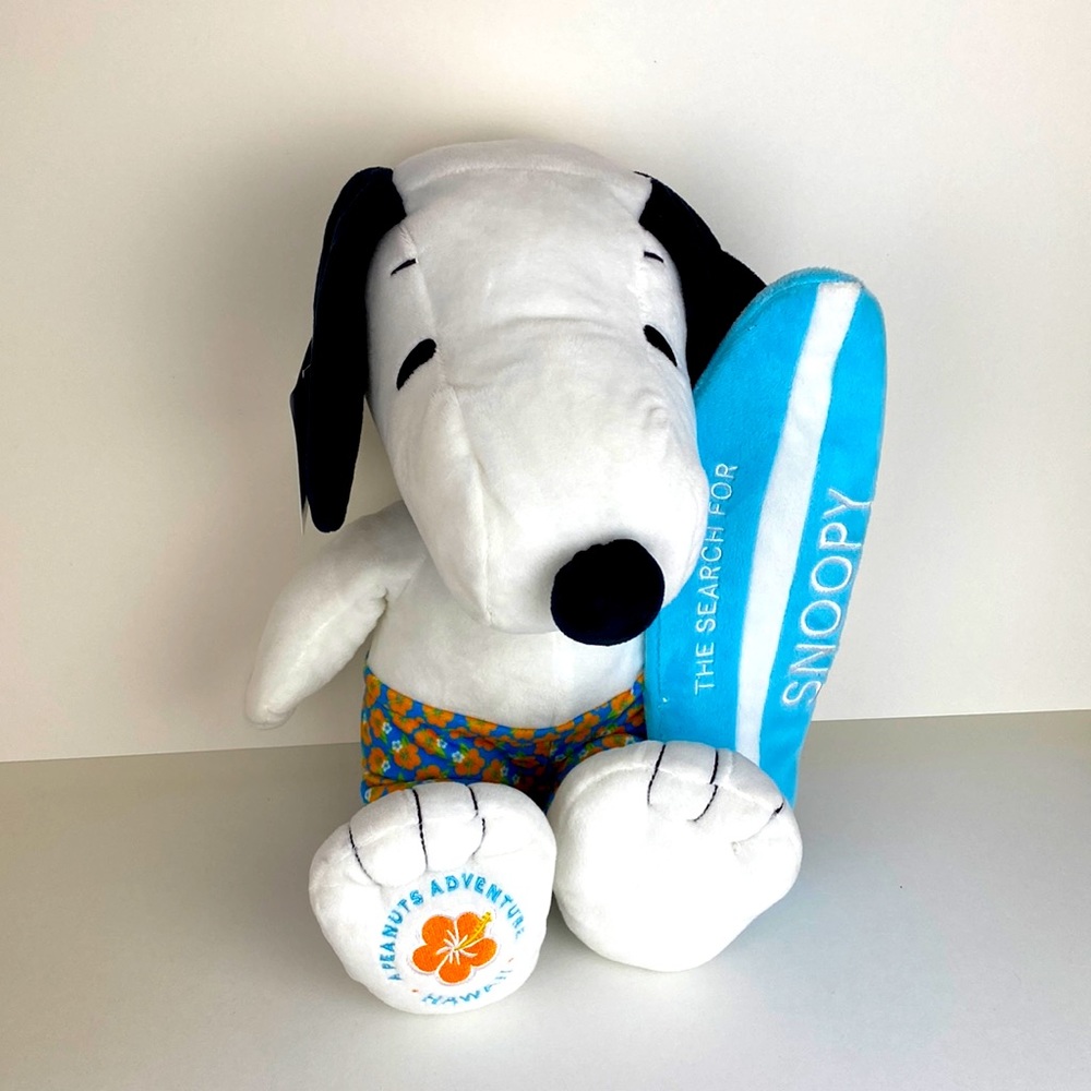 Hawaii Surfer Snoopy with surfboard plush stuffed toy NWT The Search for Snoopy